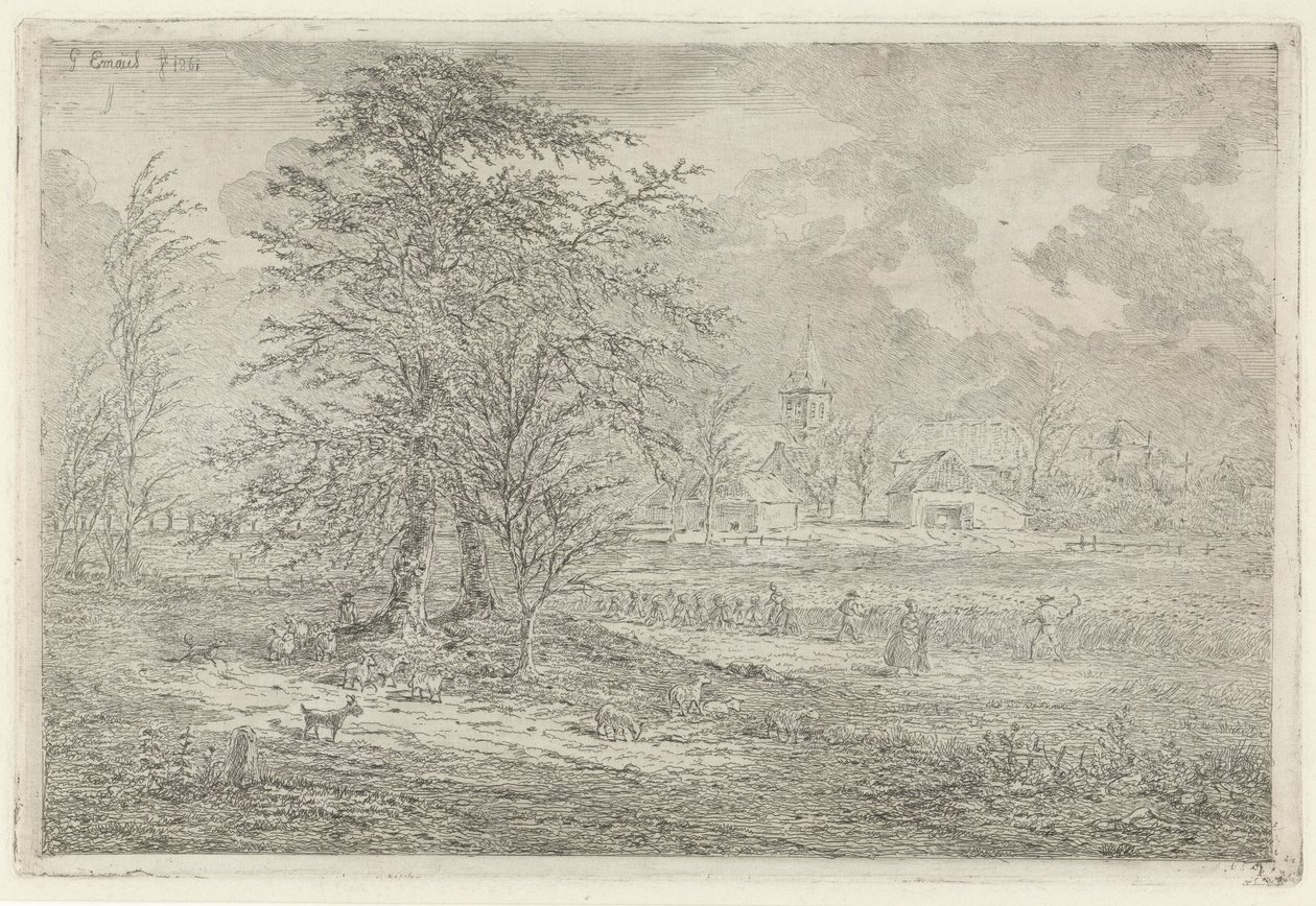 Schäfer bei einem Kornfeld von Gerardus Emaus de Micault