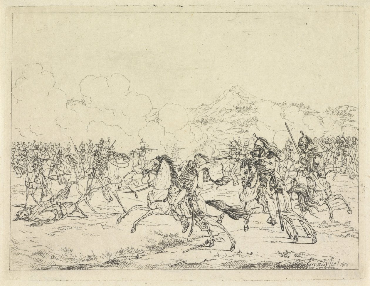 Tod von Friedrich Wilhelm von Braunschweig, 1815 von Gerardus Emaus de Micault