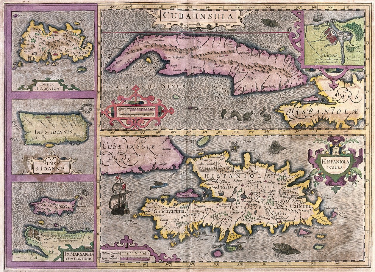 Kuba, Jamaika, Haiti, Puerto Rico (Karibik) (Stich) von Gerardus Mercator