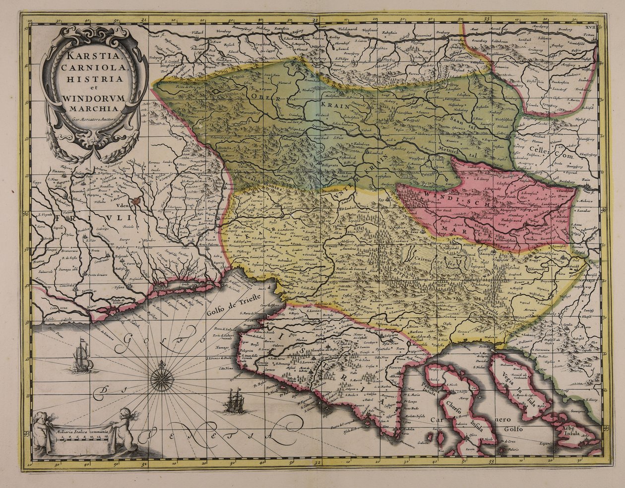 Karstia, Carniola, Histria et Windorum marchia von Gerardus Mercator