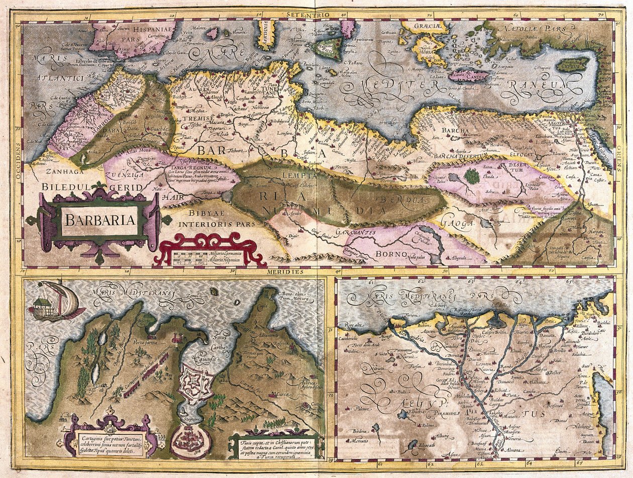 Nordafrika mit Belagerung von Tunis und Nildelta (Stich) von Gerardus Mercator