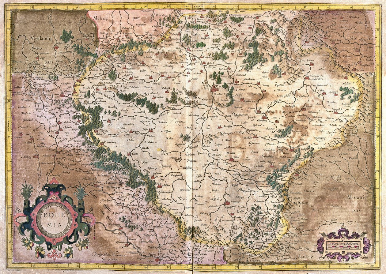 Prag, Tschechische Republik (Gravur) von Gerardus Mercator