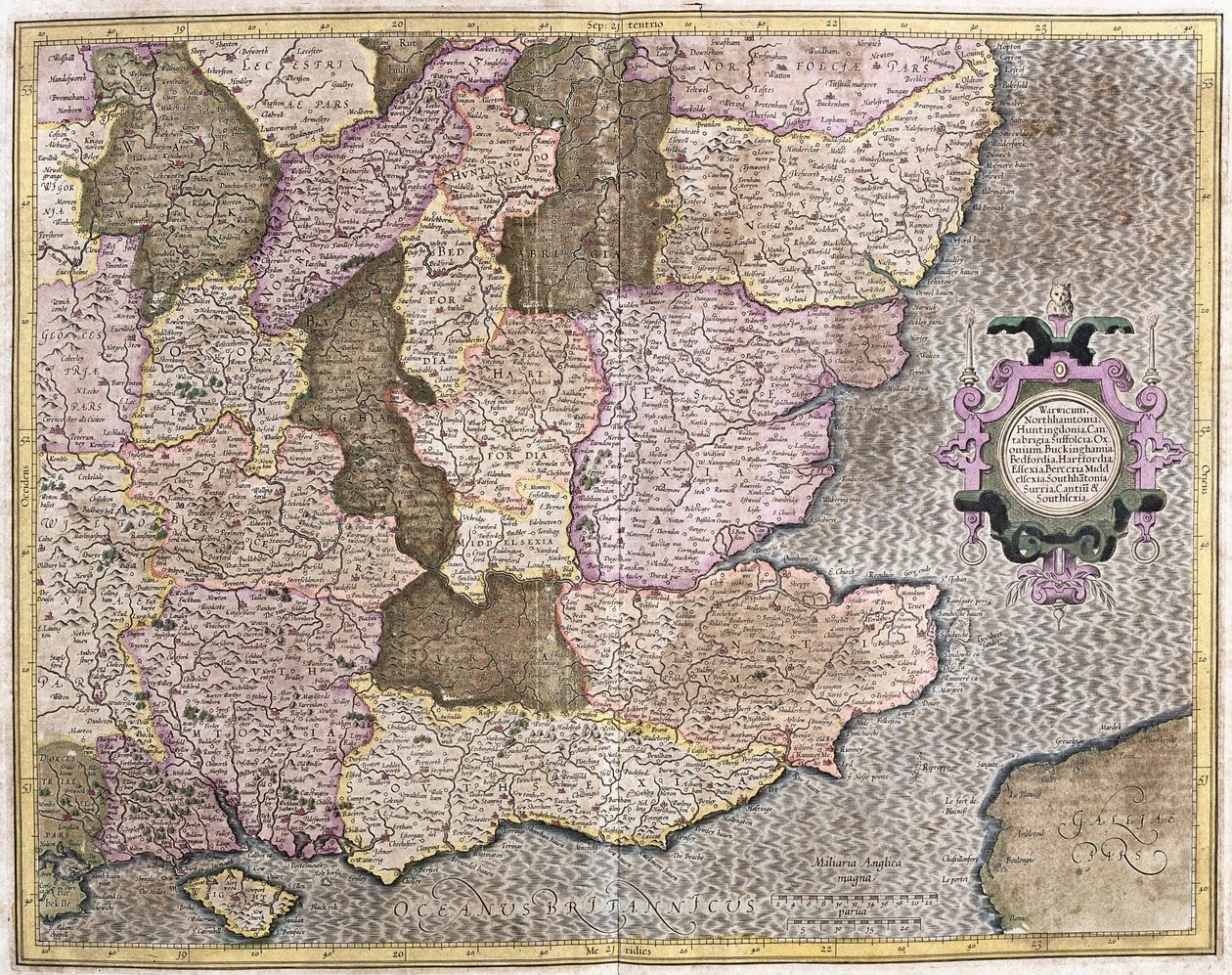Südostregion von England einschließlich des Ärmelkanals und London von Gerardus Mercator