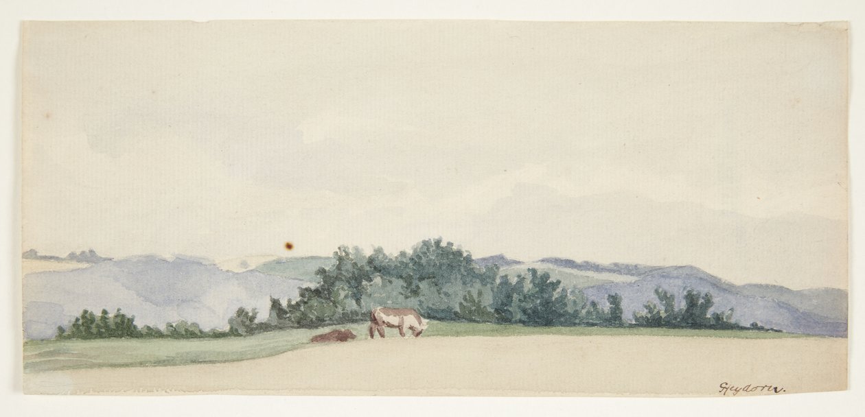 Hügelige Landschaft mit Kühen von Gerda Henning
