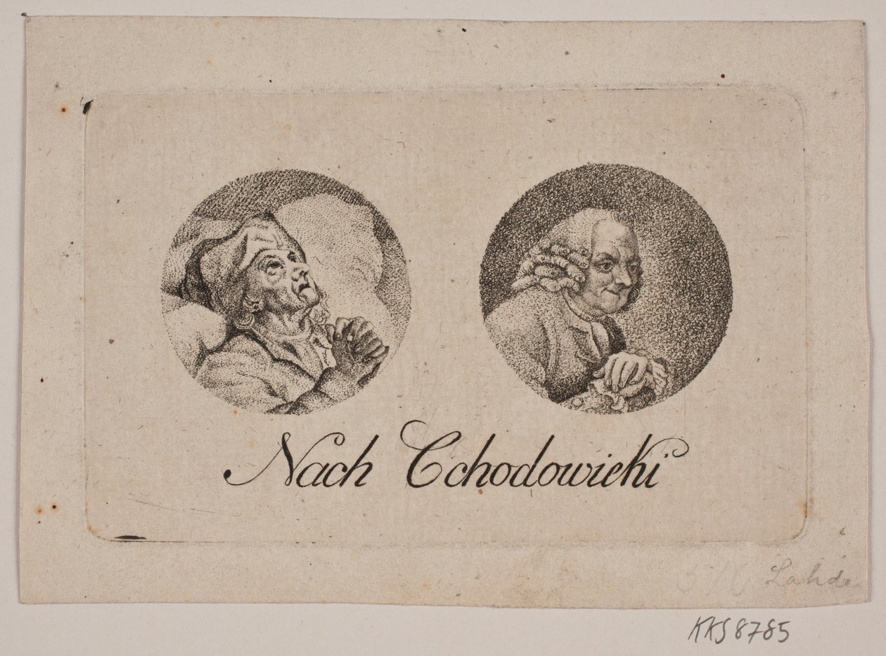 Blatt mit zwei Rundporträts von Gerhard Ludvig Lahde
