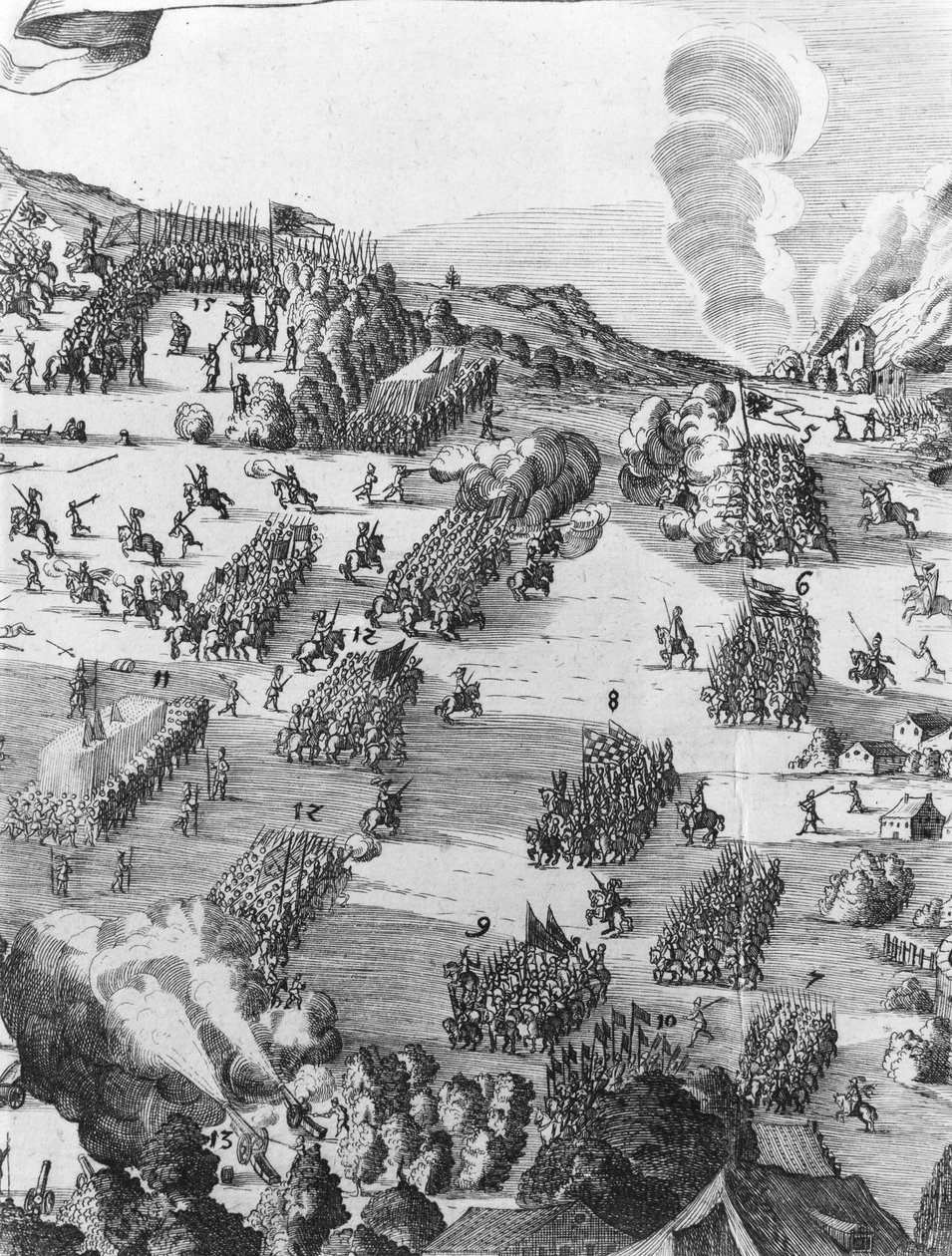 Gesamtansicht der Schlacht bei Mühlberg (Detail), 24. April 1547 von German School