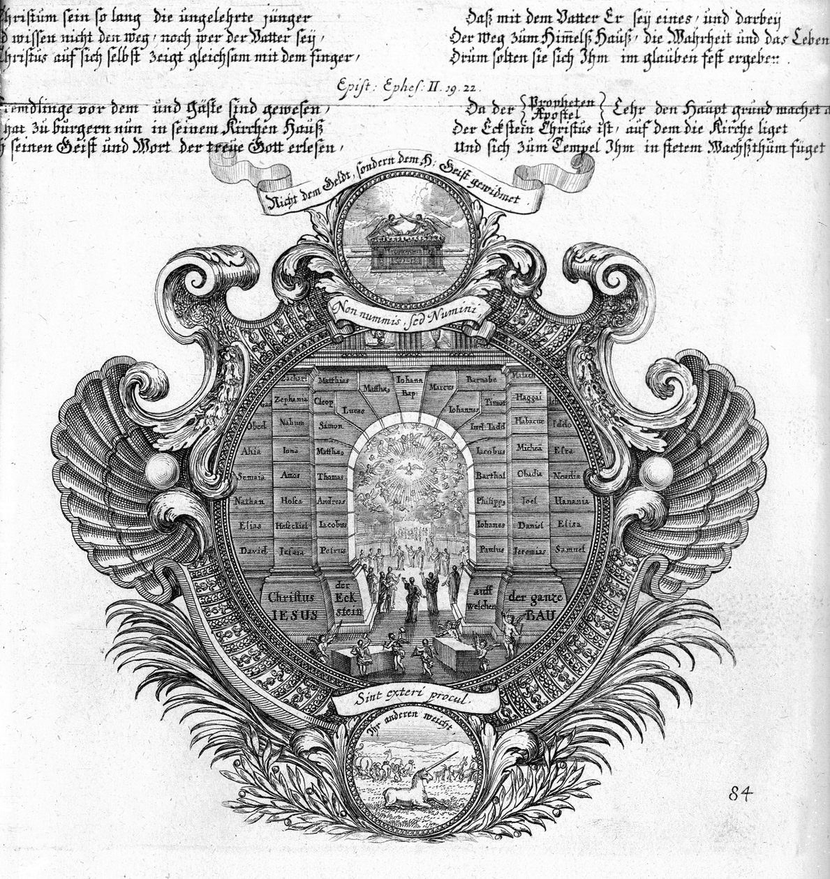 Bildliche Darstellung des Briefes des Paulus an die Epheser 2, 19-22 von German School