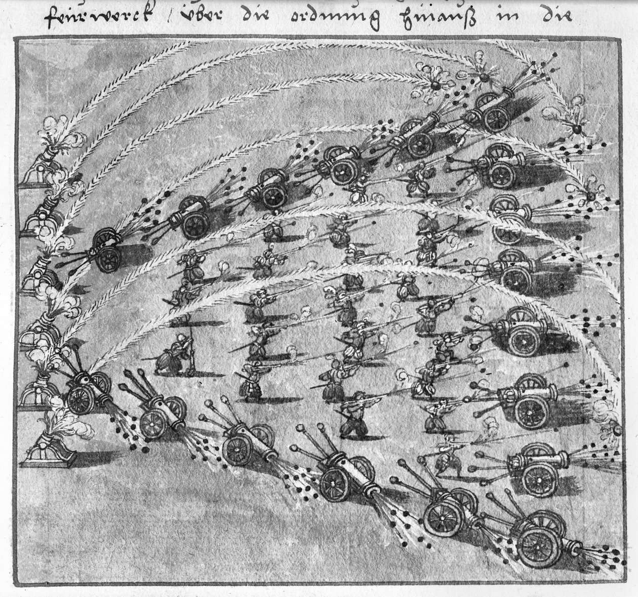 Taktische Nutzung der Artillerie: Gebogenes Schießen, Illustration aus 