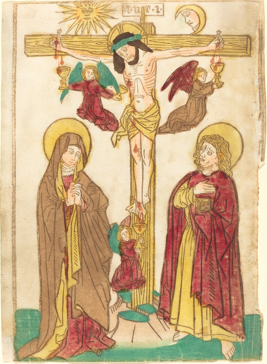 Christus am Kreuz mit Engeln von German 15th Century