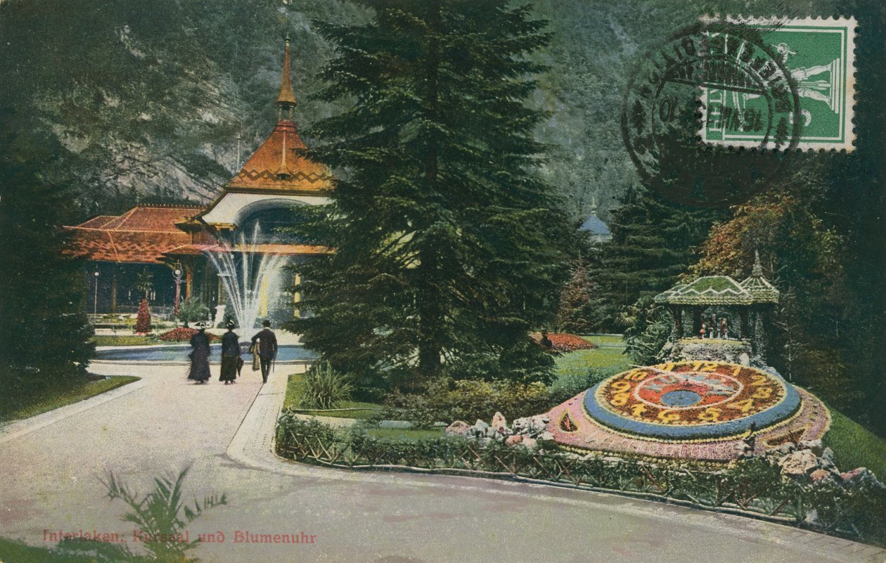 Interlaken, Kursaal und Blumenuhr. Postkarte gesendet am 16. August 1913. von German Photographer