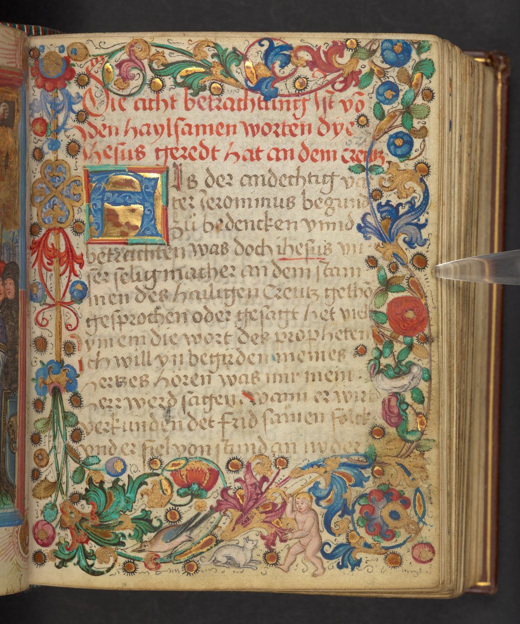 Ein voller Rand mit Tieren und einem Putto, Add. MS 24153, f.54r von German School