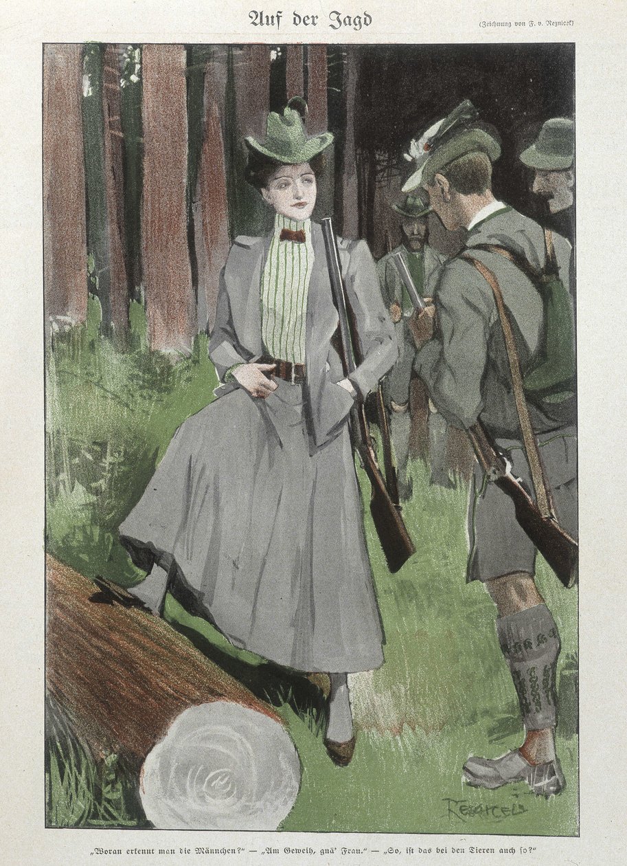 Eine Frau bei der Jagd - Deutsches Dokument von German School