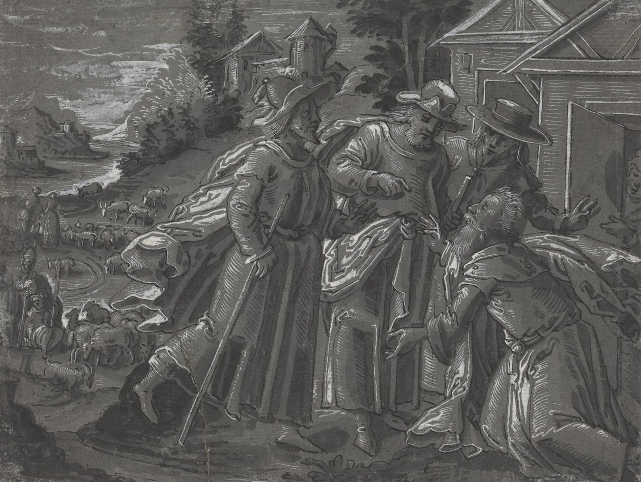 Abraham bewirtet die Engel [verso], um 1600 von German School