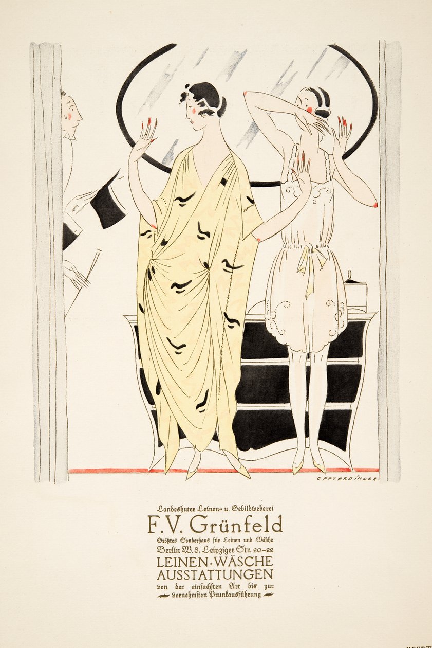 Anzeige für "F.V. Grunfeld", aus Styl, veröffentlicht 1922 von German School
