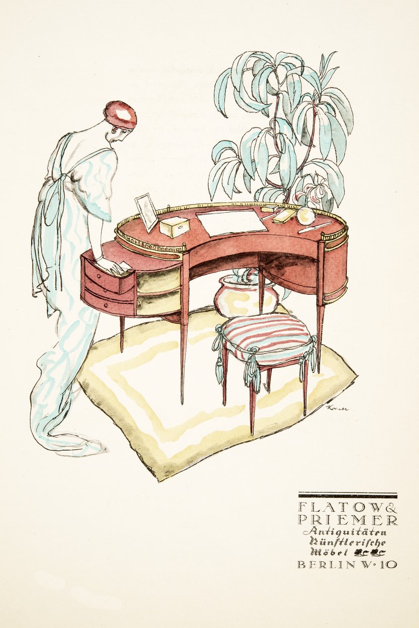Werbung für Flatow & Priemer, Antiquitäten, aus Styl, veröffentlicht 1922 von German School
