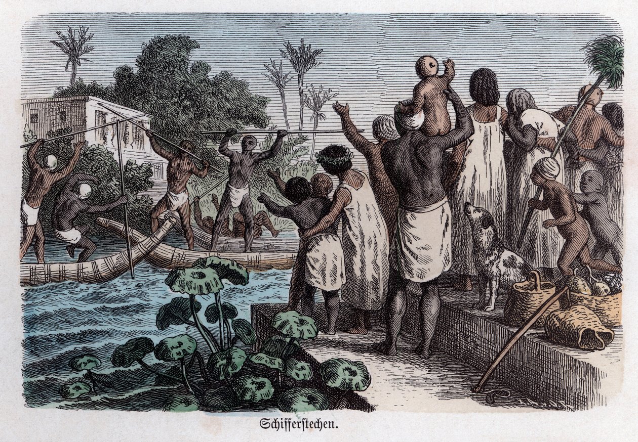 Alte Geschichte. Ägypten. Wasserspiele (Gravur) von German School