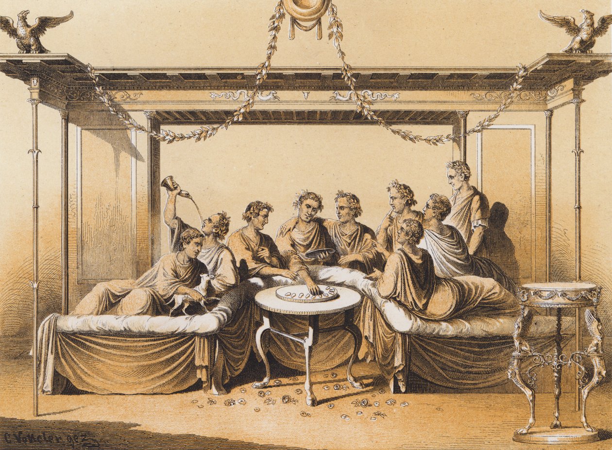 Alte Römer genießen eine Mahlzeit von German School