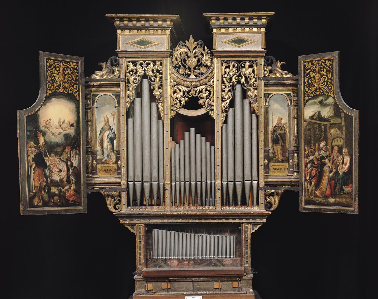 Chororgel mit offenen Paneelen (Holz & Metall) von German School