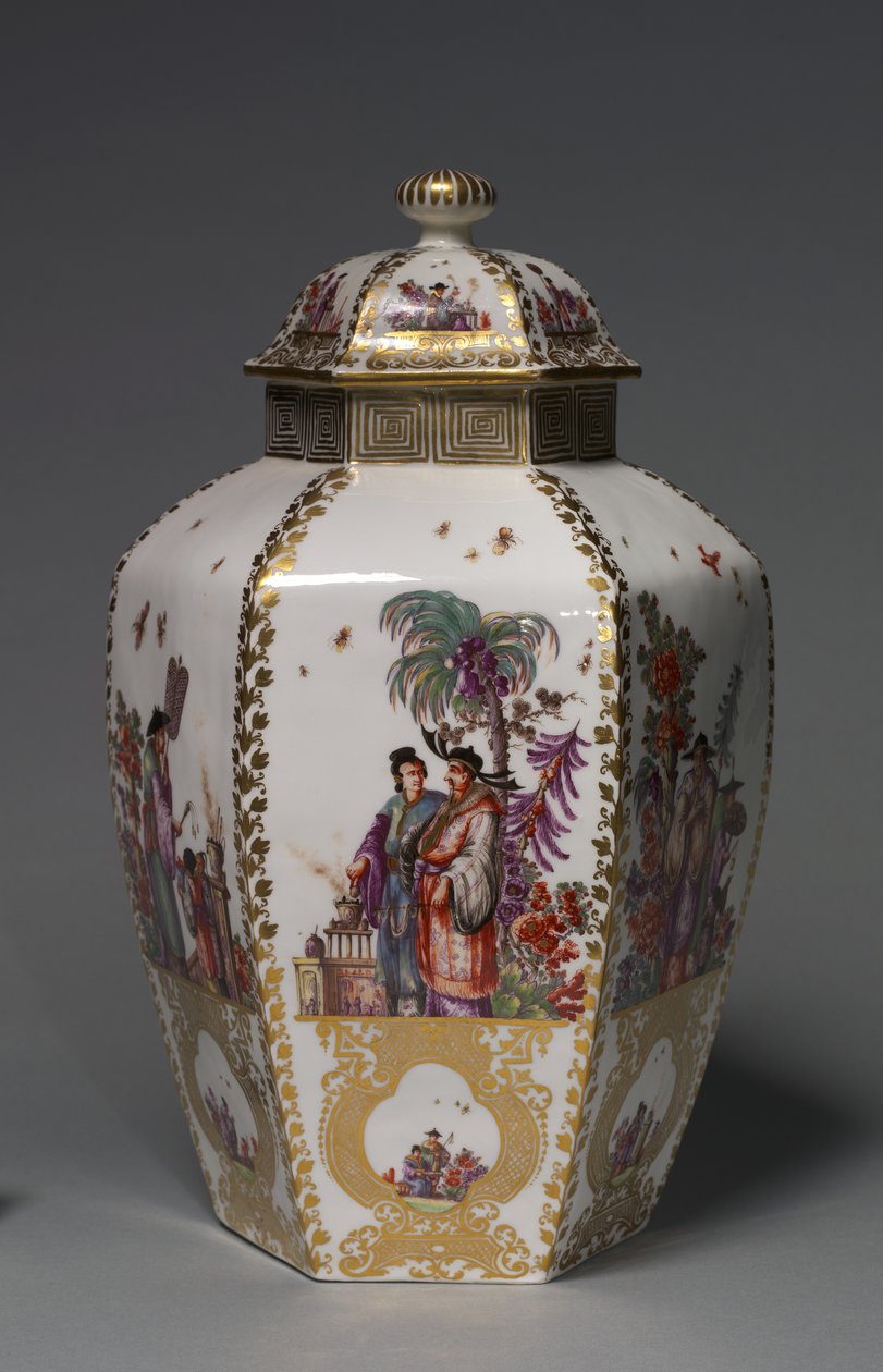 Bedeckte Vase, hergestellt von Meißener Porzellanmanufaktur, Deutschland, ca. 1728-1730 von German School