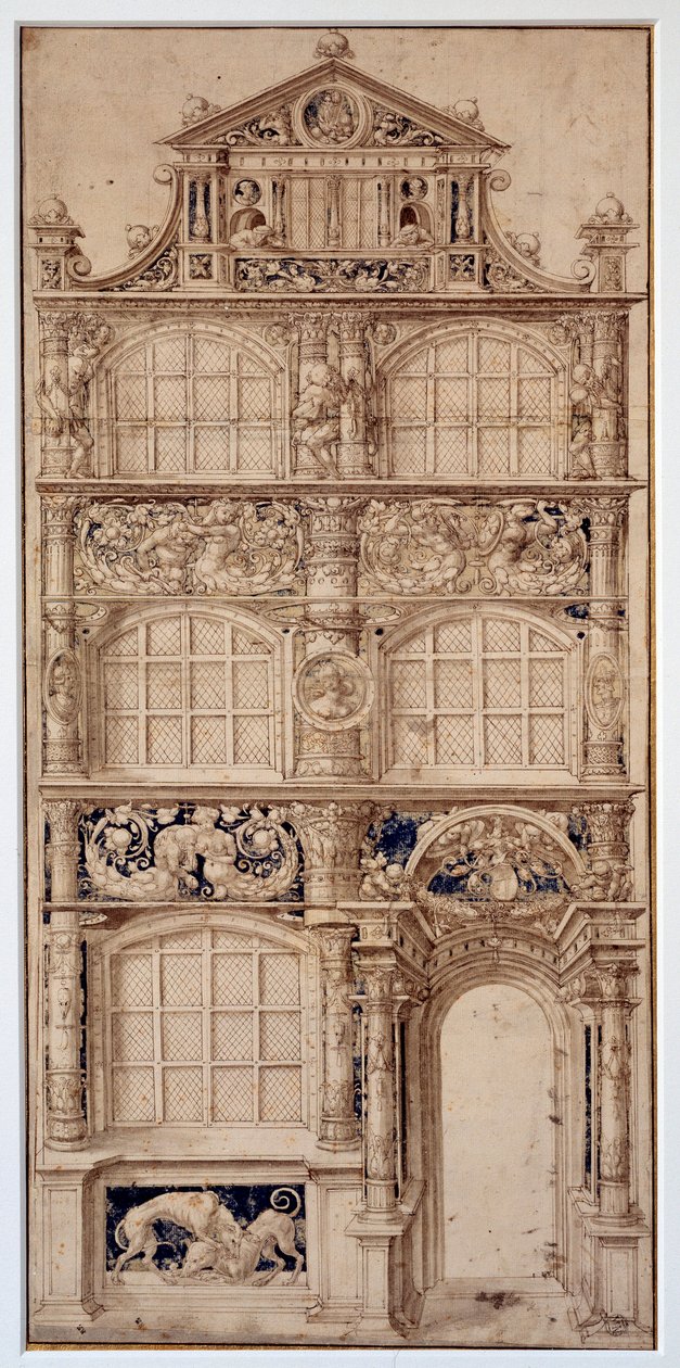 Dekoration einer Hausfassade von Hans Holbein dem Jüngeren (1497-1543) Dim. 0,58 x 0,27 m Paris, Louvre Museum von German School