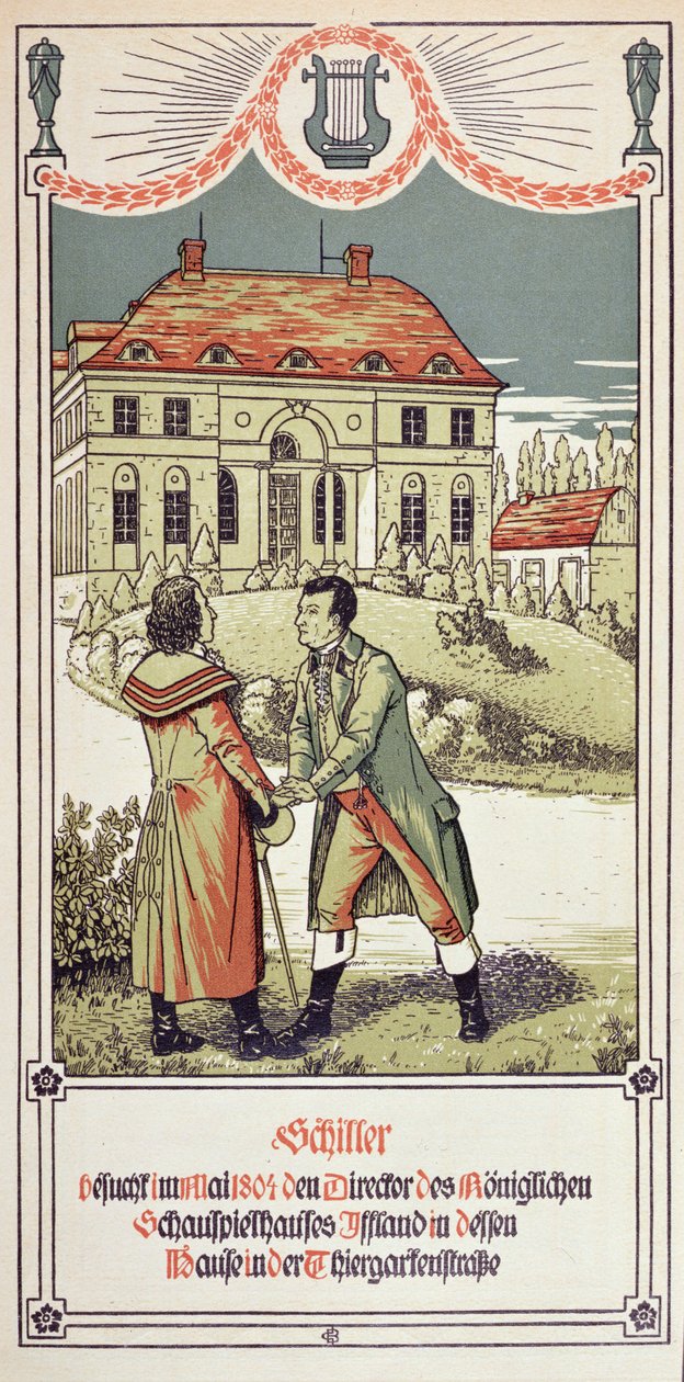 Friedrich von Schiller (1759-1805) besucht den Direktor des Königlichen Theaters in Berlin im Mai 1804, 1906 von German School
