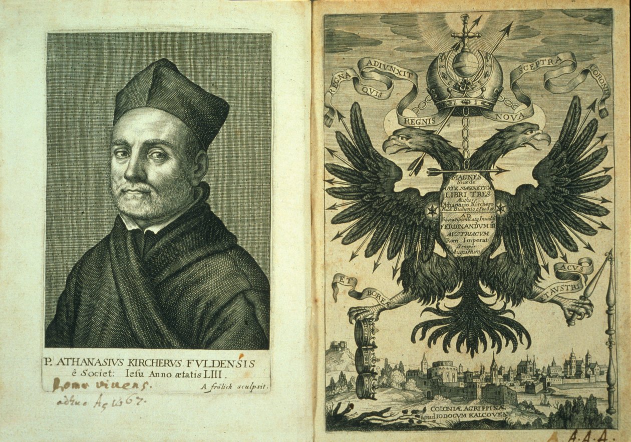 Frontispiz zu Magnes sive de Arte Magnetica Opus Tripartitum von Athanasius Kircher, 1643 von German School