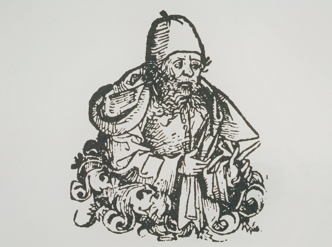Ideales Porträt von Guido Bonatti, Kopie einer Illustration aus Liber Chronicarum von Hartmann Schedel, 1493, verwendet in A History of Magic Ende des 19. Jahrhunderts von German School