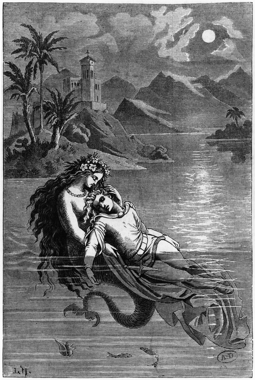 Illustration für Die kleine Meerjungfrau aus Märchen von Hans Christian Andersen (1805-75) 1869 von German School