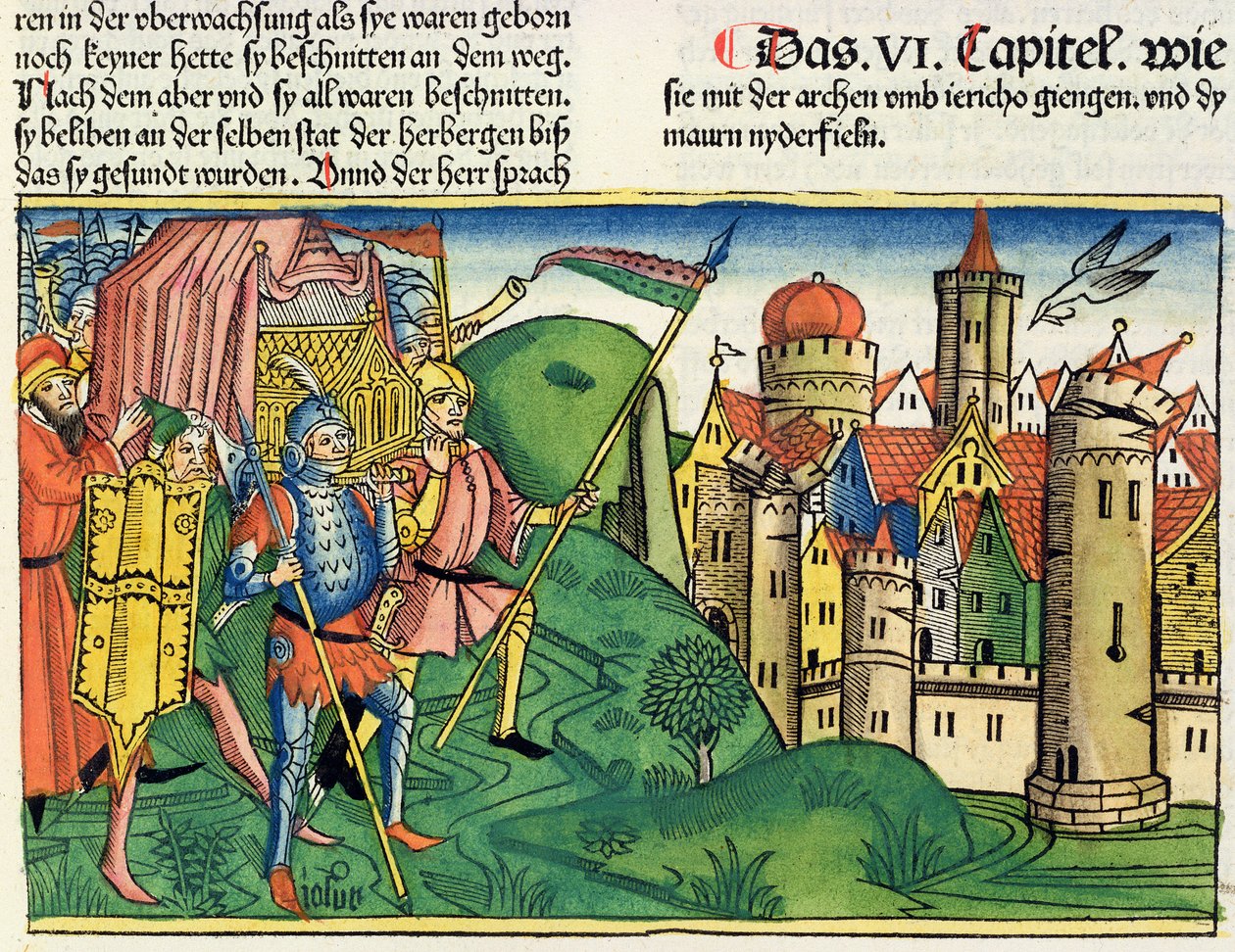 Josua 6:4-21 Der Fall von Jericho, aus der Nürnberger Bibel (Biblia Sacra Germanaica) von German School