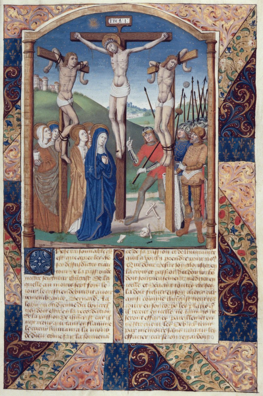 Kreuzigung, aus Vita Christi, von Ludolf von Sachsen, ca. 1300-1378 von German School