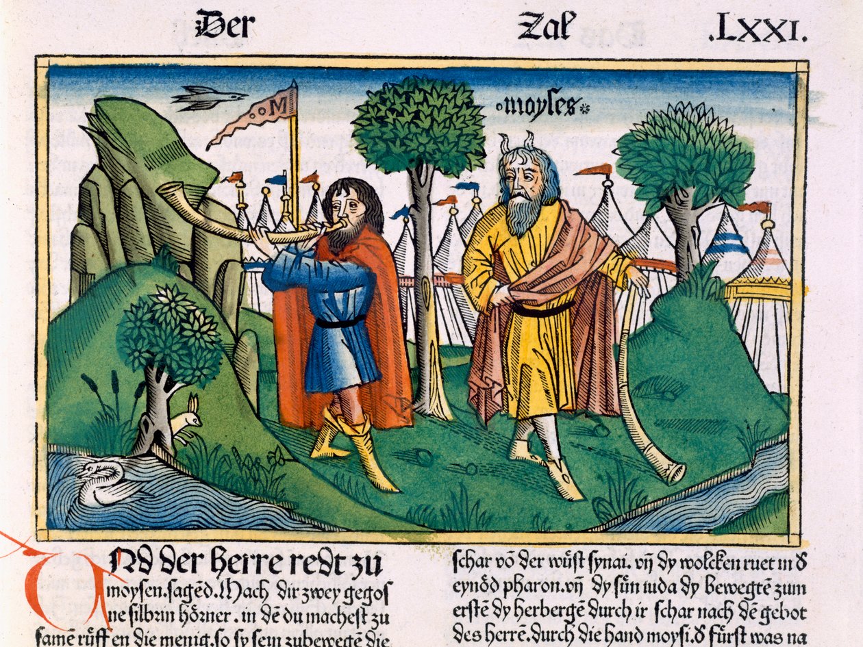 Numeri 2 Die Lageraufteilung der Israeliten, aus der Nürnberger Bibel (Biblia Sacra Germanaica) von German School