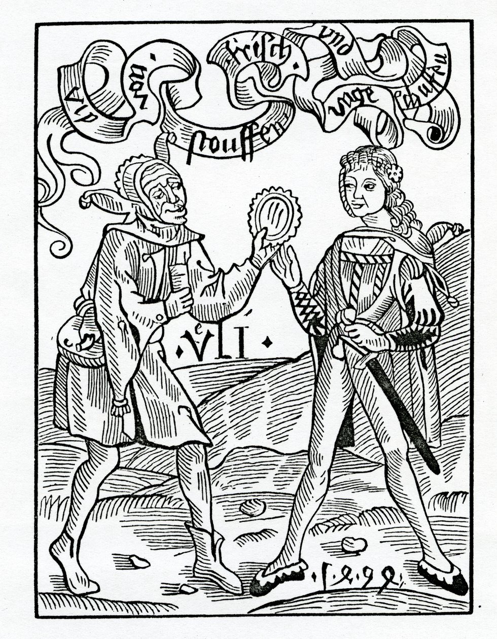 Von neuen Moden und verkleideten Gewändern, Illustration aus Alexander Barclays englischer Übersetzung von 