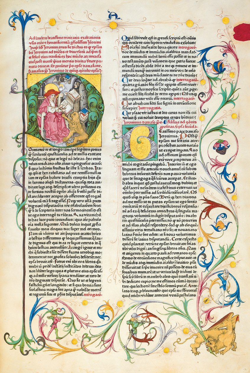 Seite aus Epistolae Hieronymus, Briefe und Traktate des Heiligen Hieronymus, herausgegeben von Adrianus Brielis von German School