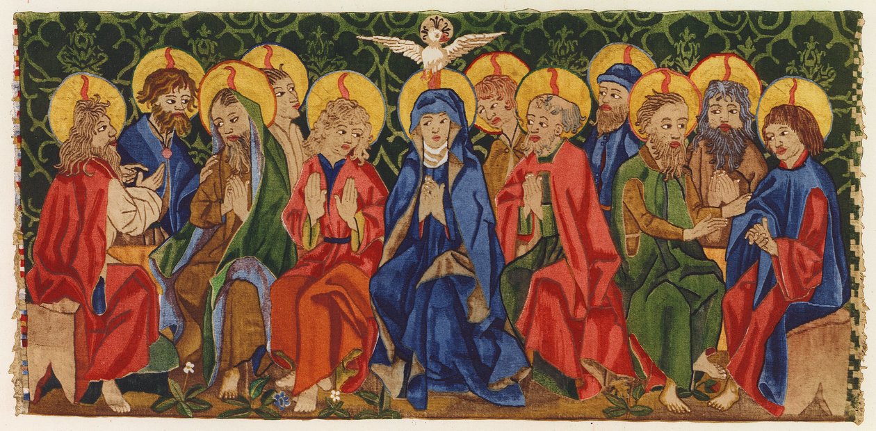 Pfingsten, Wandteppich-Altarfrontal, Aargau, Schweiz, Ende des 15. Jahrhunderts von German School