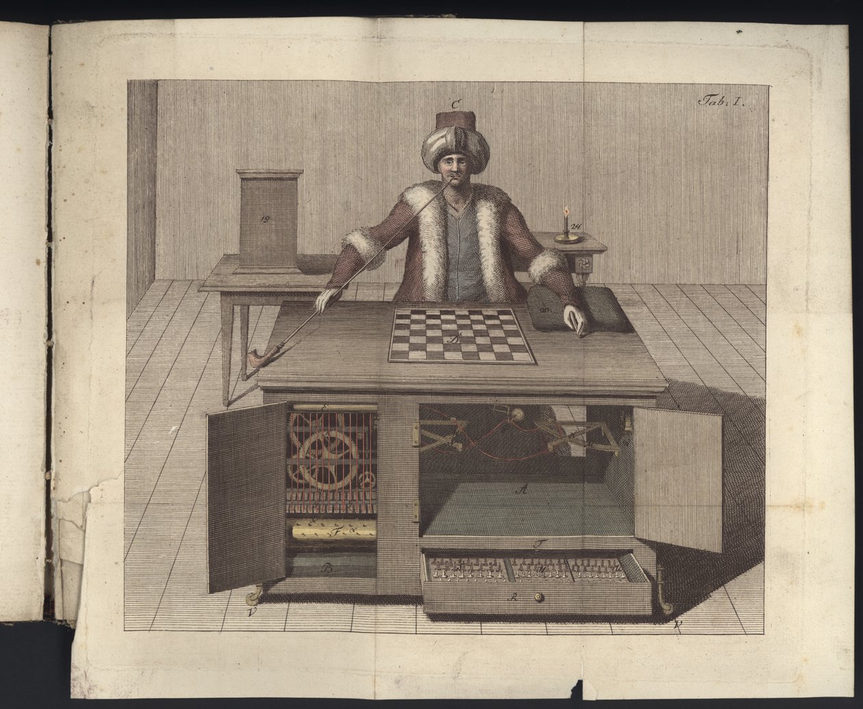 Tafel I aus Uber den Schachspieler des Herrn von Kempelen und dessen Nachbildung, Leipzig und Dresden: Joh. Gottl. Breitkopf, 1789 von German School