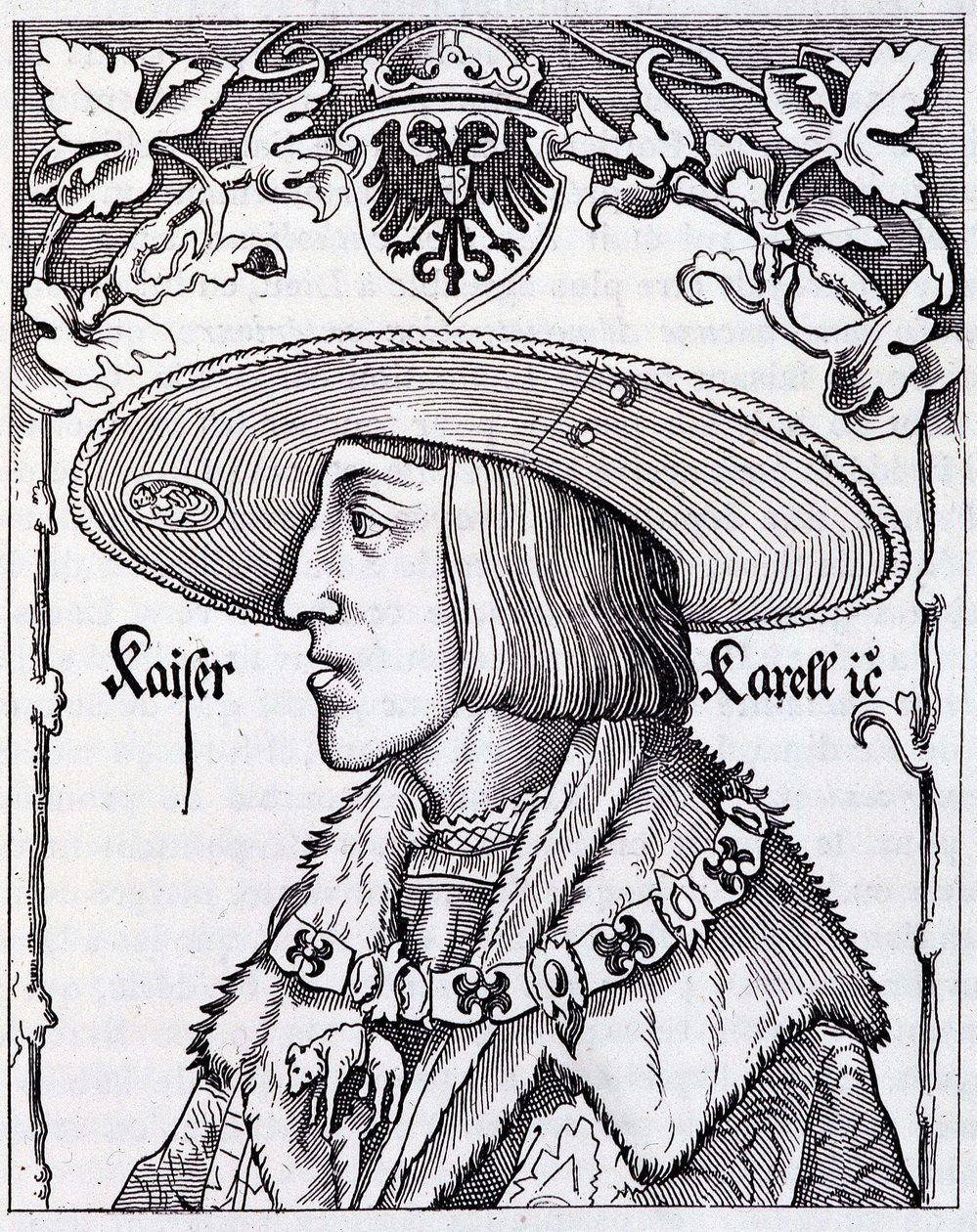 Porträt von Karl V. jung - Gravur nach einem deutschen Druck des 16. Jahrhunderts von German School
