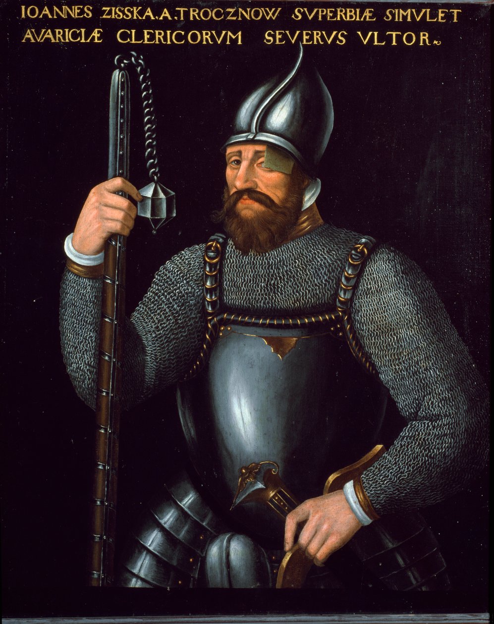 Porträt von Jan Žižka, Kriegsherr der Hussiten, 16. Jahrhundert von German School