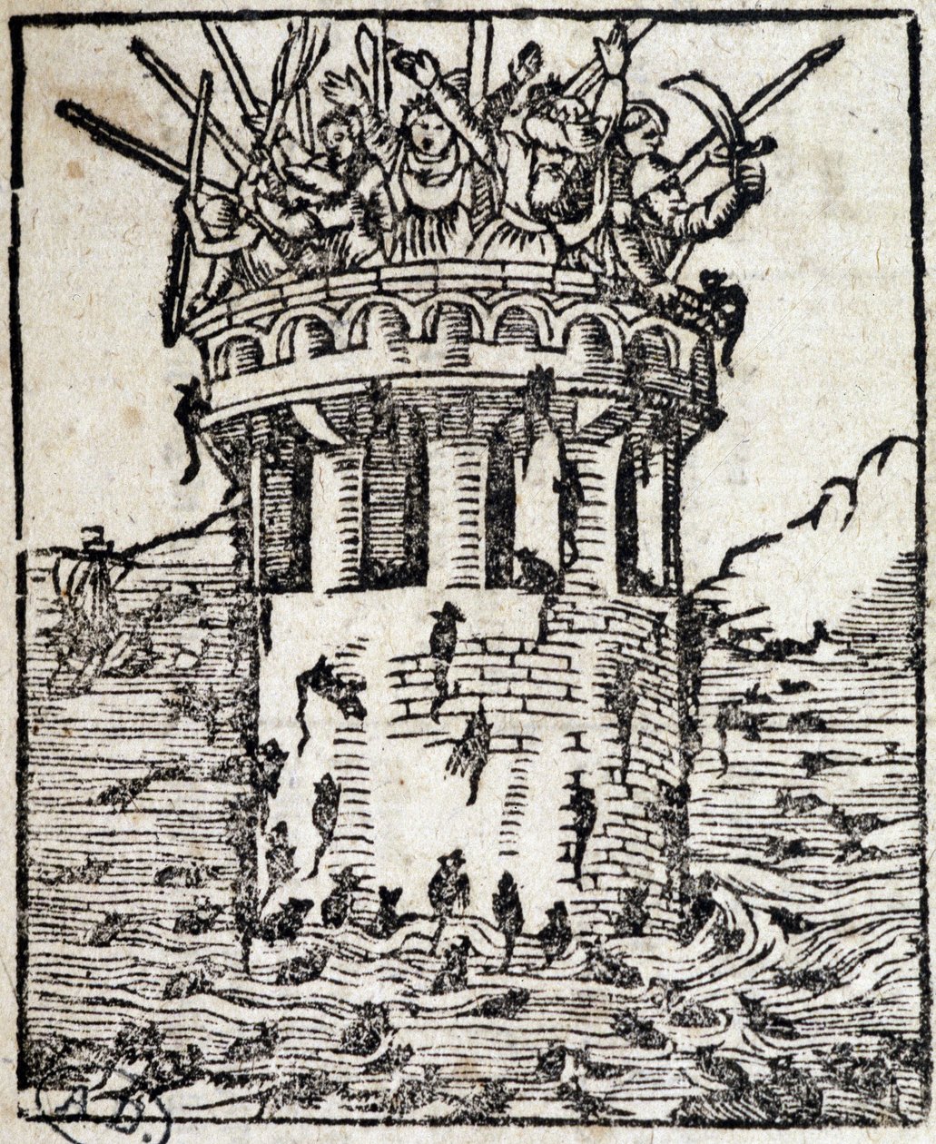 Ratten greifen einen Turm an - Deutsche Gravur aus dem 16. Jahrhundert von German School