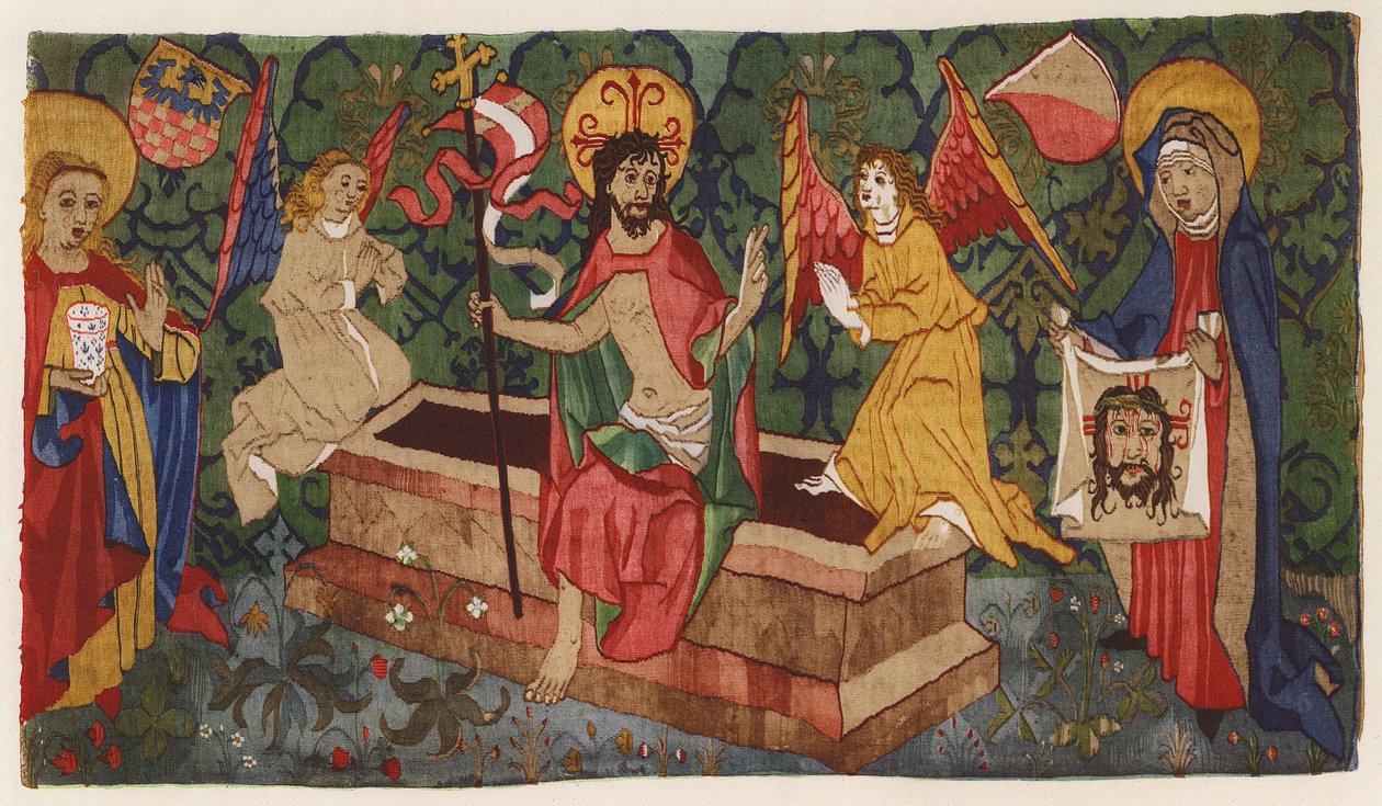 Auferstehung Jesu Christi, Wandteppich-Altarfrontal, Aargau, Schweiz, Ende des 15. Jahrhunderts von German School