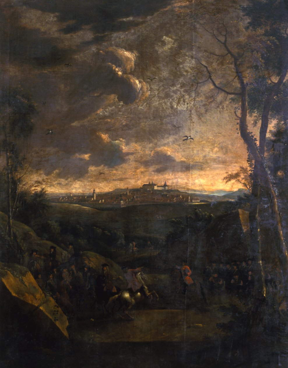Reiter vor einer Ansicht von Gotha und Schloss Friedenstein, 1751-1800 von German School