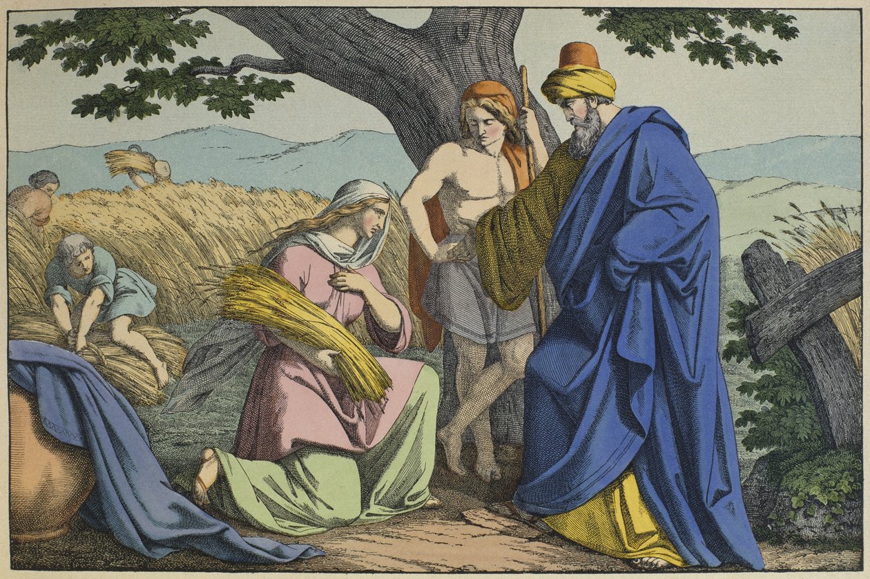 Ruth und Boas, Illustration aus dem Alten Testament, veröffentlicht von ...