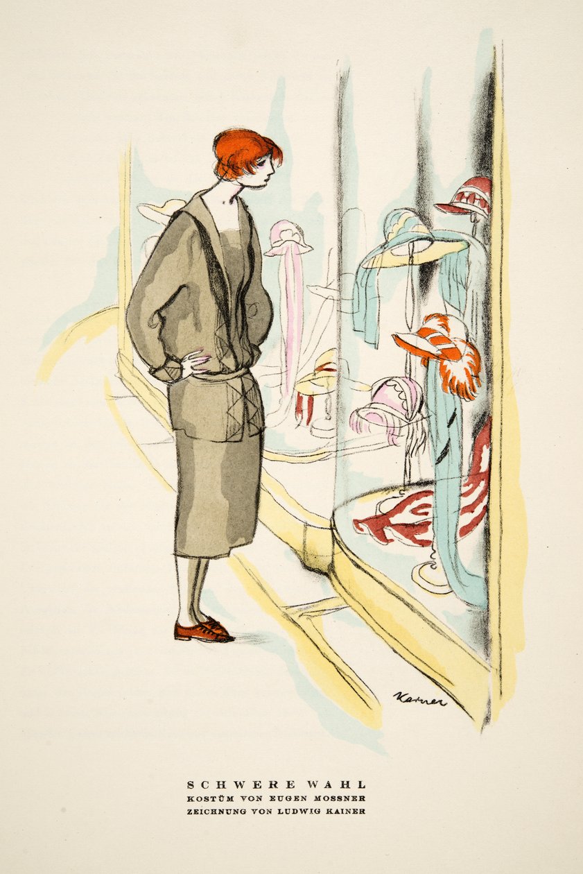 Schwere Wahl, Outfit von Eugen Mossner, aus Styl, veröffentlicht 1922 von German School