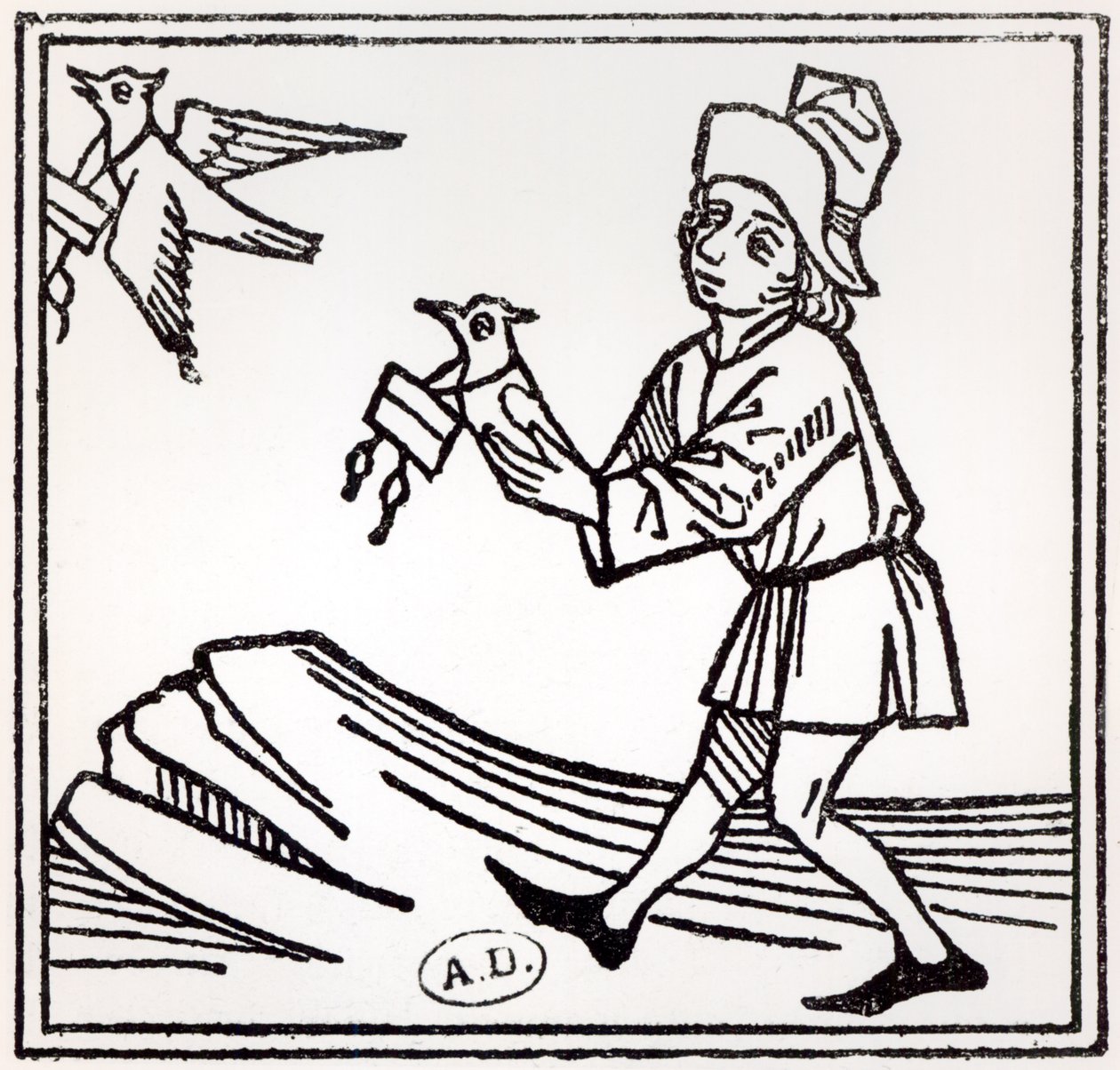 Versenden eines Briefes per Brieftaubenpost, 1488 von German School