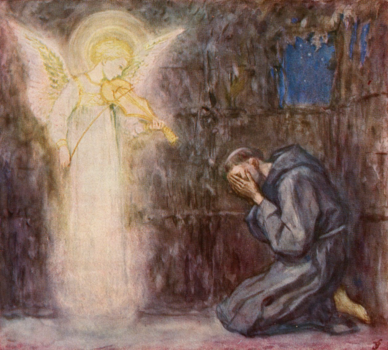 St. Franziskus und der Engel mit der himmlischen Violine von German School