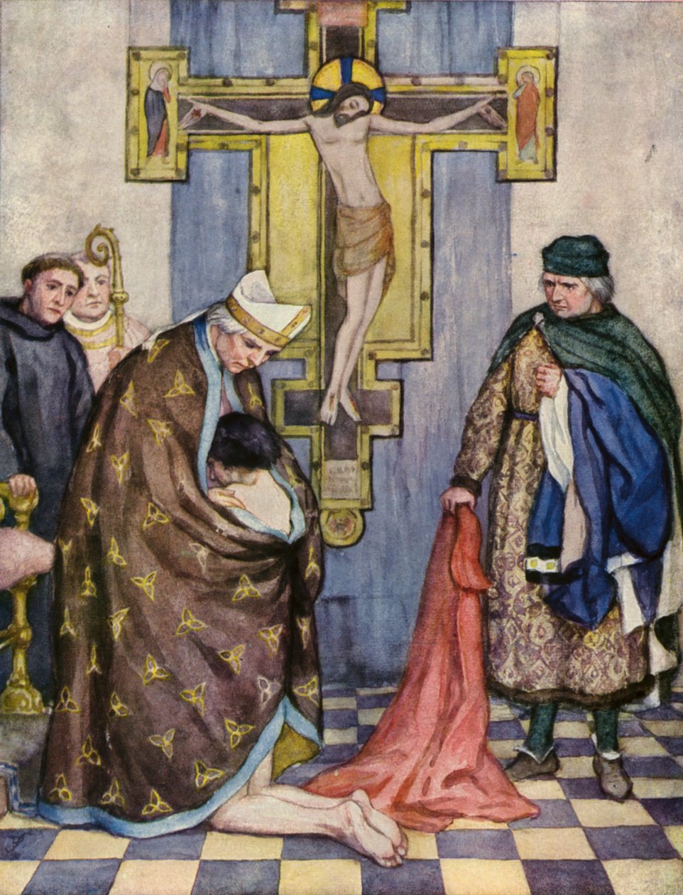 Der heilige Franziskus verzichtet auf seinen Vater vor dem Bischof von Assisi von German School