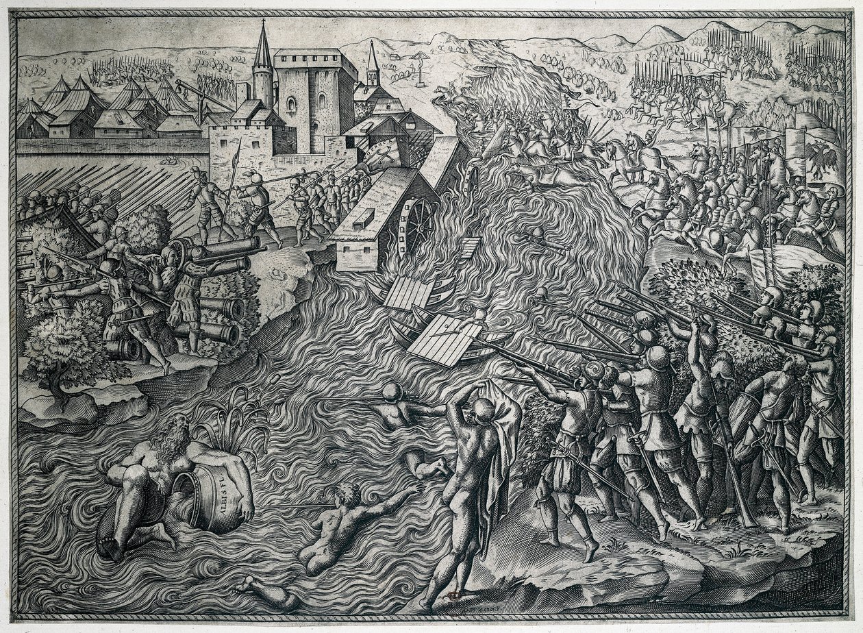 Die Schlacht von Mühlberg, 25. April 1547 von German School