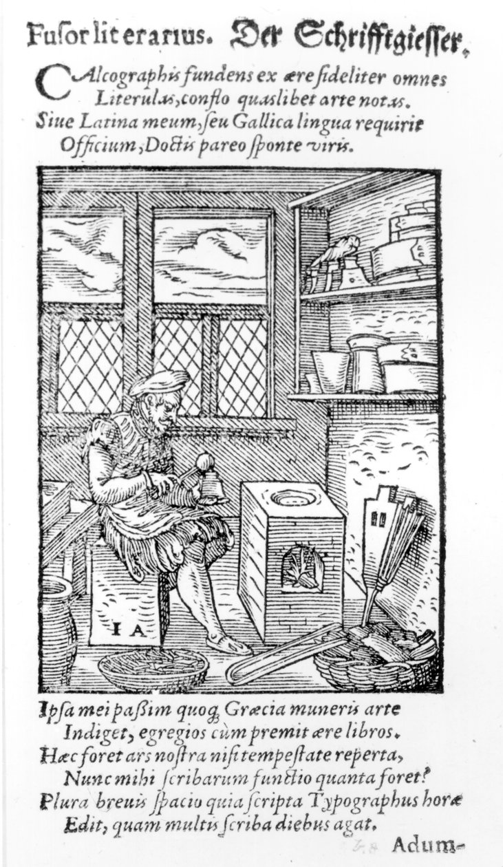 Der Briefplattenmacher, veröffentlicht von Hartman Schopper (Holzschnitt) von German School