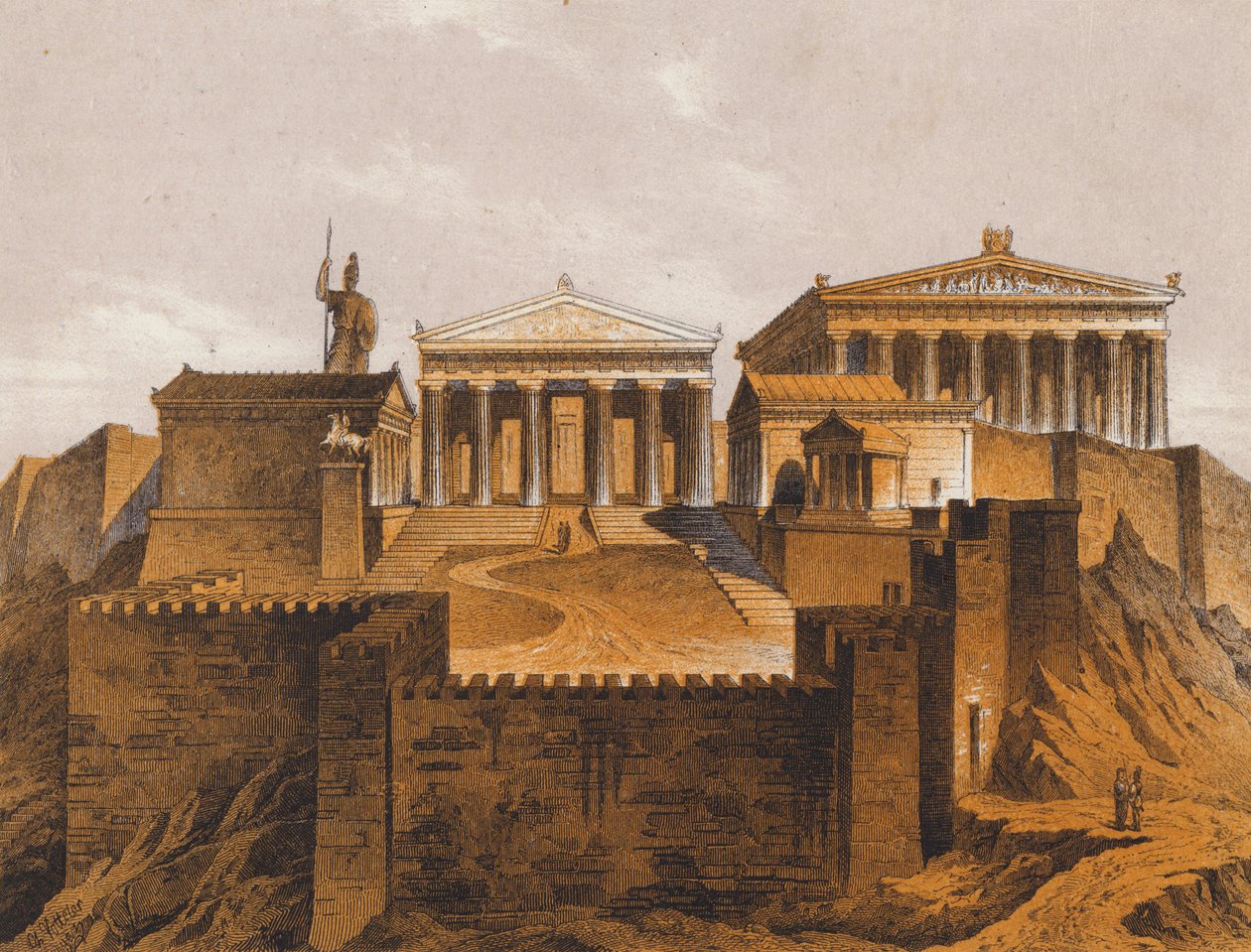 Die Propyläen, antikes Athen, Griechenland von German School