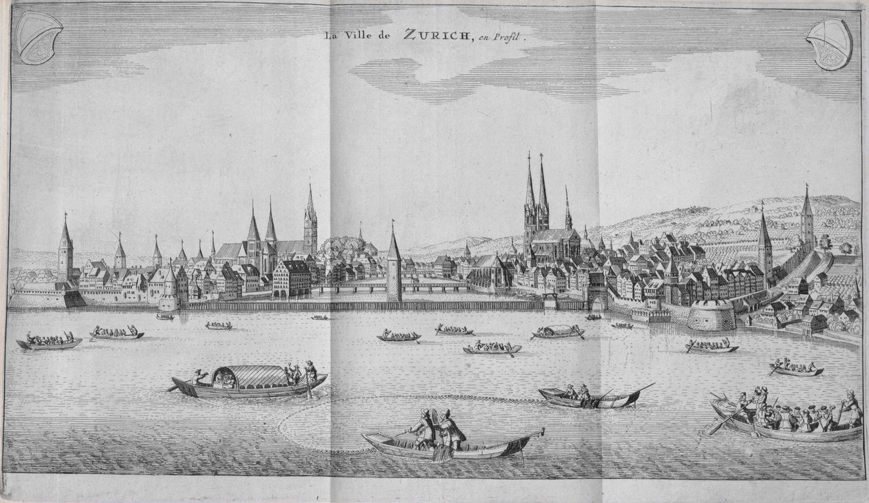 Die Stadt Zürich, Schweiz, aus Band II von Itinera Alpina von Johann Jacob Scheuchzeri, veröffentlicht 1706 von German School