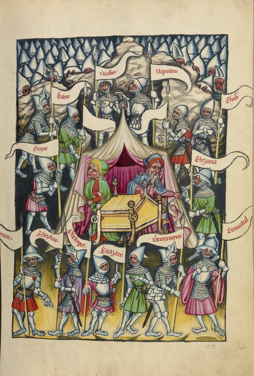 Die zwölf Stämme Israels aus Weltchronik Ms 33 fol.94, ca. 1400-10 von German School